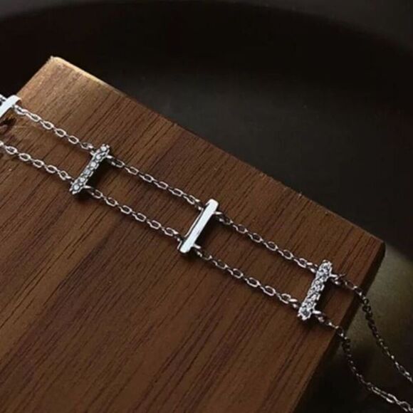 The Ladder Bracelet in 925 and cubic zirconia. - Picture 4 of 4